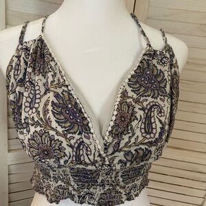 American Eagle purple Floral Boho style adjustable top.